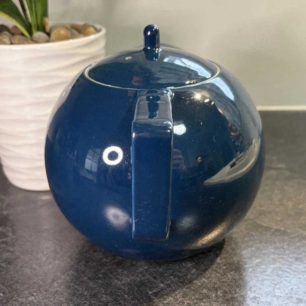 Vintage Sasaki Colorstone Navy Blue‎ Teapot Japan 40 oz Stoneware VHTF